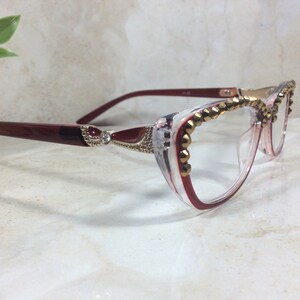 Brown Frame Swarovski Crystal Readers with Gold Accents, Optical Quality (+1.25) zdjęcie 2
