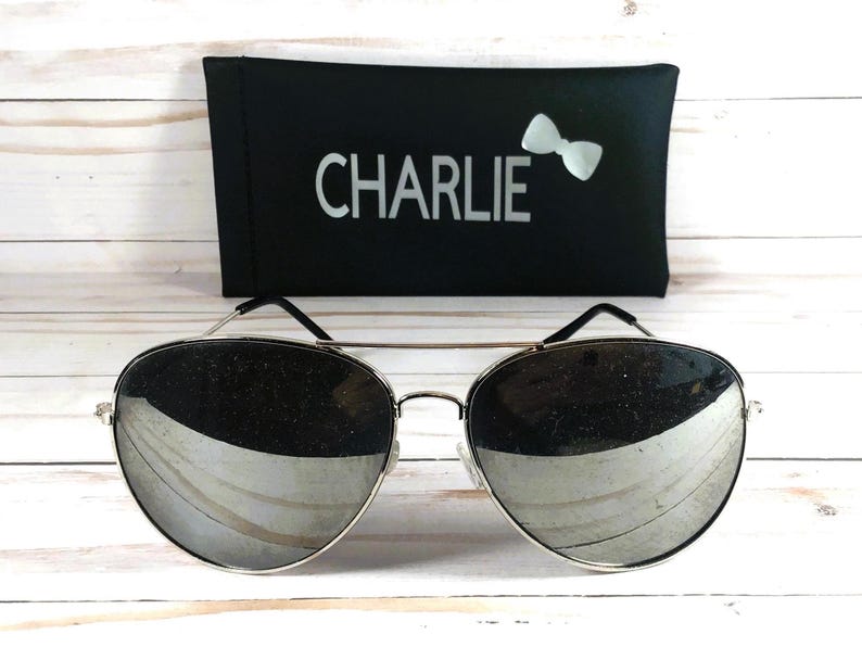 Oversized Sunglasses: Free Engraved Name, Air Force Brand, Unisex. Silver