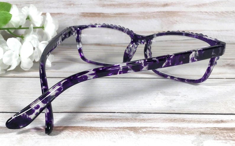 PURPLE CRYSTAL READERS. Personality plus! All Genuine Crystals are place by hand on the frame. Free case with your Name. +2.75 image 2