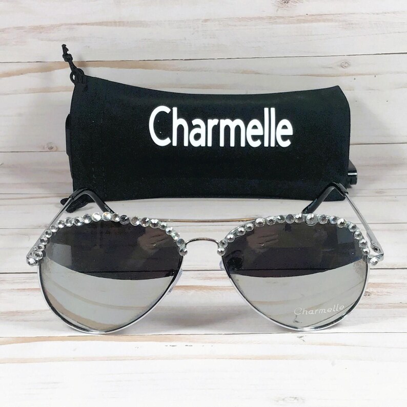 Personalized Swarovski Crystal Aviator Sunglasses: Engraved Name image 3