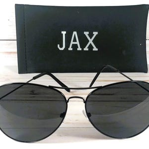 Oversized Sunglasses: Free Engraved Name, Air Force Brand, Unisex. Black