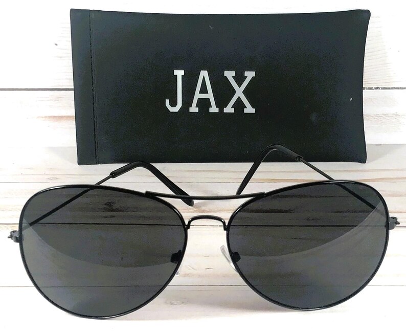Oversized Sunglasses: Free Engraved Name, Air Force Brand, Unisex. Black