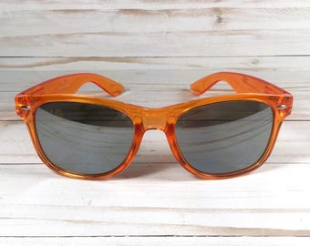 Engraved Wayfarer Sunglasses: Translucent Frame, Personalized Case