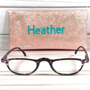 Half Moon Reading Glasses with Flower Print and Crystals (1.25 Strength) immagine 1