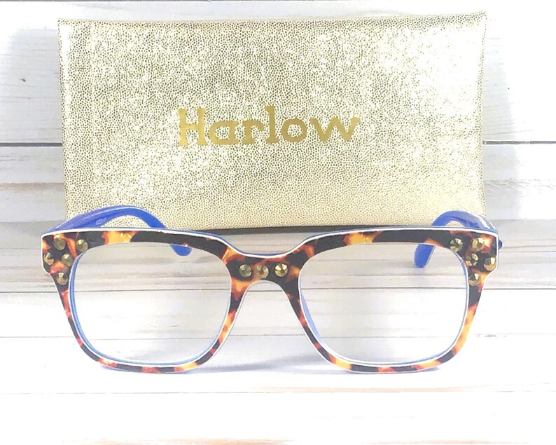 Crystal Readers, Tortoise Print Frame, Personalized Case +1.00 image 2