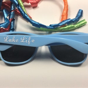 Personalized Light Blue Wayfarer Sunglasses: Party Favors One arm
