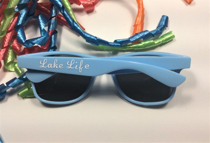 Personalized Light Blue Wayfarer Sunglasses: Party Favors One arm