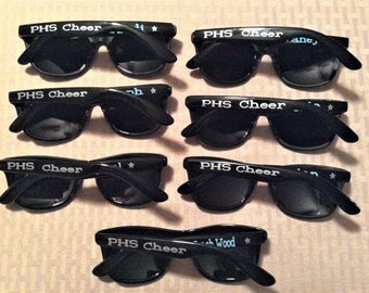 CHEERLEADING SUNGLASSES. Personalized for cheer or any other team sports activity.  Whatever the event, these will make it special!