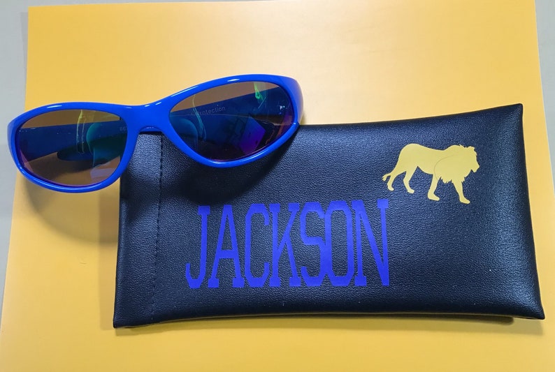 Personalized Kids Sunglasses: Engraved Name, Mirror Lens. Blue