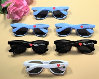 LIGHT BLUE WAYFARER Sunglasses Personalized with Name and Image. For wedding, girls getaway, birthday party, and other events in your life.