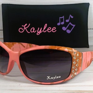 Personalized Rhinestone Camo Sunglasses with Faux Leather Case image 12