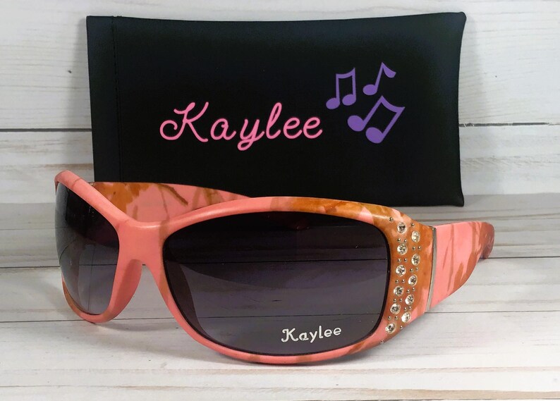 Personalized Rhinestone Camo Sunglasses with Faux Leather Case image 12
