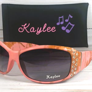 Personalized Rhinestone Camo Sunglasses with Faux Leather Case image 4