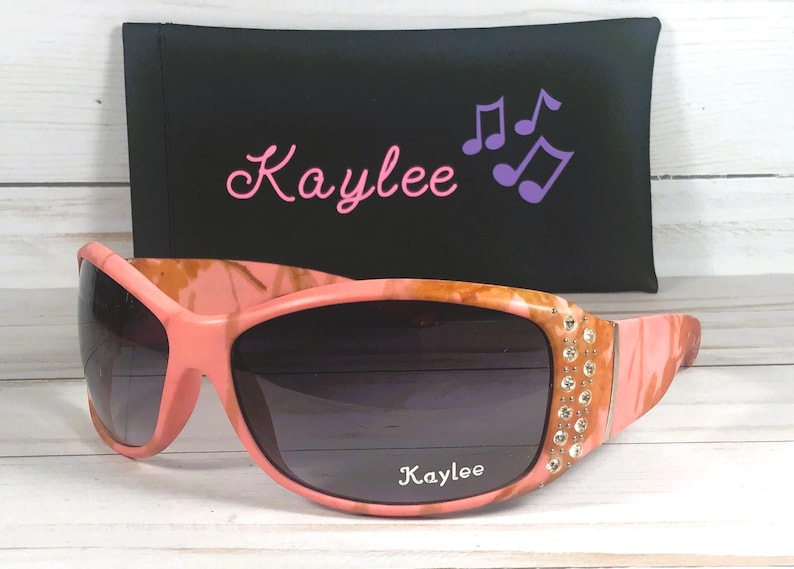Personalized Rhinestone Camo Sunglasses with Faux Leather Case image 4
