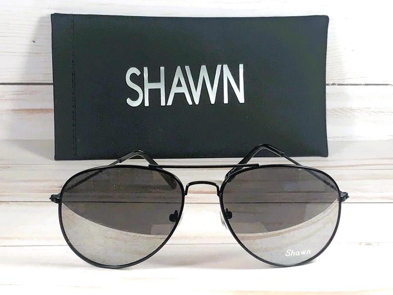 Engraved Aviator Sunglasses: Unisex. Sports, driving, fishing. A favorite! Black