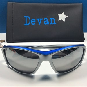 Gafas de sol deportivas con lentes de espejo grabadas: personalización gratuita Silver/Blue