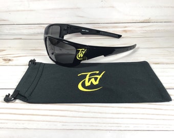 CUSTOMIZED COMPANY SUNGLASSES with Your Business Logo. Polarized Sunglass. Promotional giveaway, team gift, fundraiser. Free Pouch!