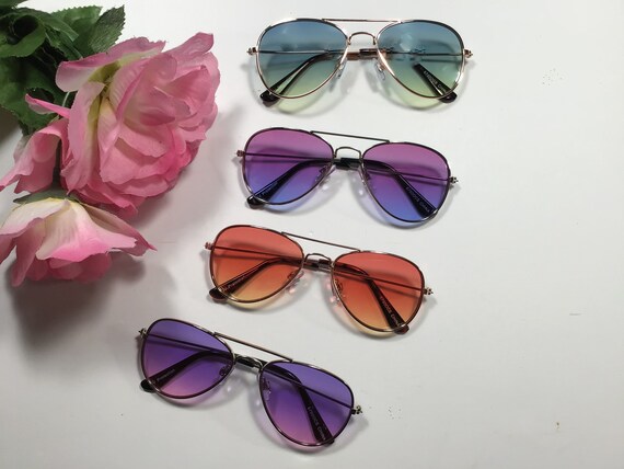 FREE ENGRAVING on AVIATOR Sunglasses. Beautiful ocean Wave Colored