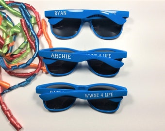 BLUE PERSONALIZED WAYFARERS  customized any way you like.  For your wedding, a girl's bachelorette party, reunion, cheer, etc.