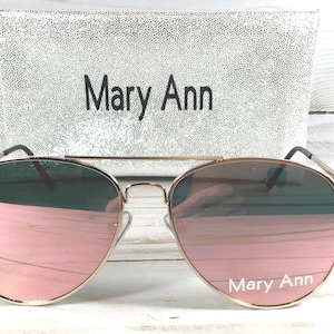 Rose Gold Mirror Lens Sunglasses: Personalized Glitter Case image 4