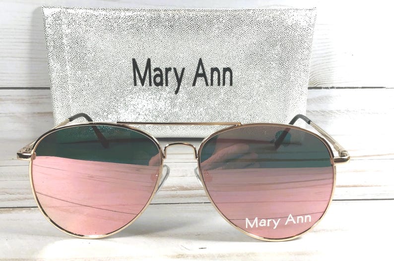 Rose Gold Mirror Lens Sunglasses: Personalized Glitter Case image 4