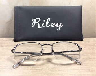 RIMLESS READERS Embellished with Genuine Black Crystals. Simple, but elegant. Wear every day. FREE Faux Leather Case Personalized. +3.00