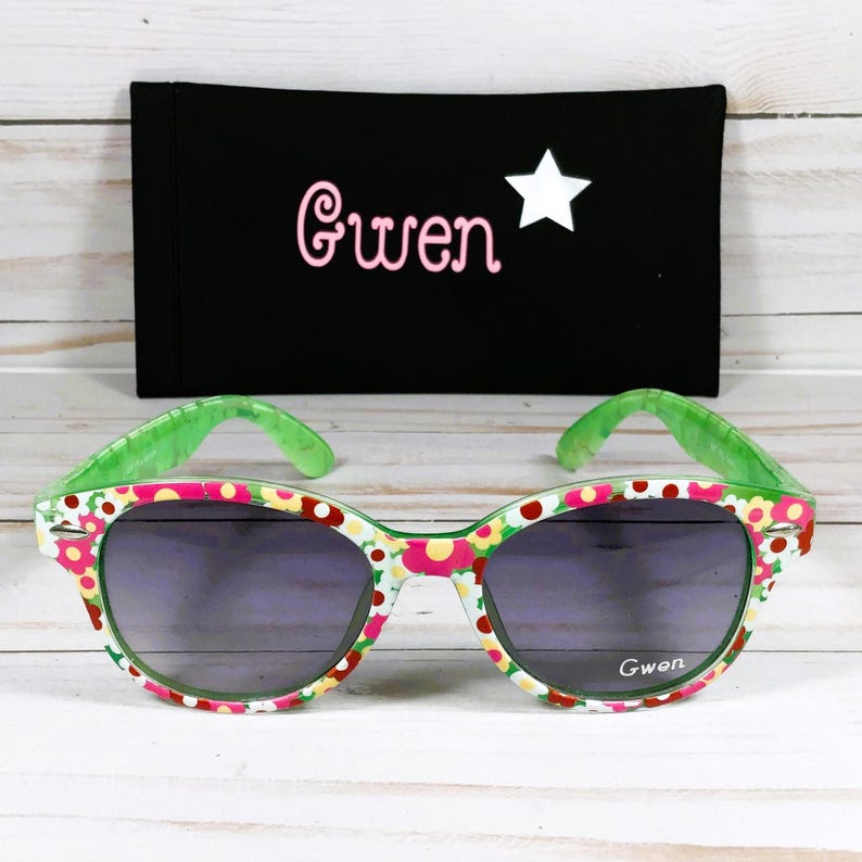 Personalized Flower Sunglasses: Free Engraving, UV Protection image 1