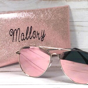 Rose Gold Mirror Lens Sunglasses: Personalized Glitter Case image 5