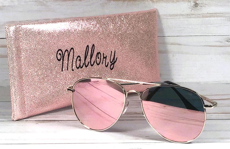 Rose Gold Mirror Lens Sunglasses: Personalized Glitter Case image 5