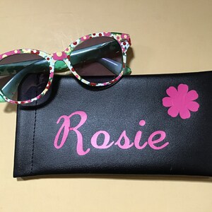 Personalized Flower Sunglasses: Free Engraving, UV Protection Gr/pink/white