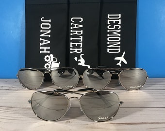 ROCK STAR Sunglasses with FREE Engraving! Very cool! Mirror lens.  Personalized Cases. Sports, Birthday, Party gift. Age 1-4.