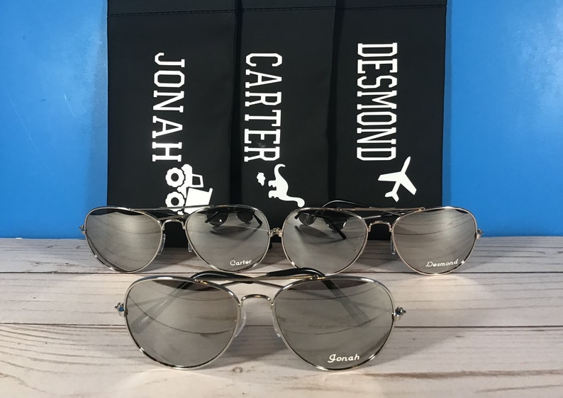 ROCK STAR Sunglasses with FREE Engraving Very cool Mirror lens. Personalized Cases. Sports, Birthday, Party gift. Age 2 to 5. image 2