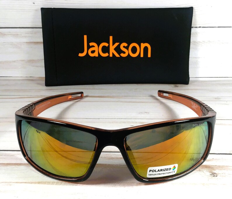 Polarized Sunglasses: Engraved Name, Sports Eyewear Orange/Mirror lens