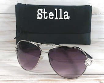 Swarovski Crystal Sunglasses, Italian Design - Personalized Engraving