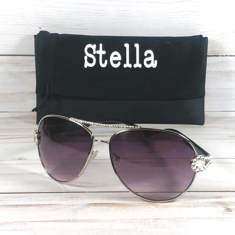 Swarovski Crystal Sunglasses, Italian Design - Personalized Engraving image 1