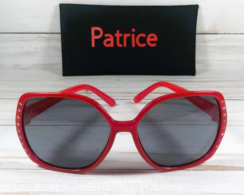 GIRLS PERSONALIZED SUNGLASSES Engraved with a Name. Glitter embedded in the frame plus rhinestones. Red