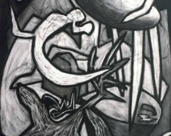 Lizard - Abstract Charcoal Drawing