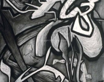 Bridge - Abstract Charcoal Drawing