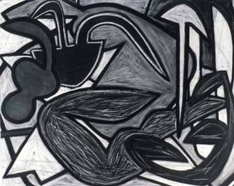 Chestnut Park Number 21 Abstract Charcoal Drawing