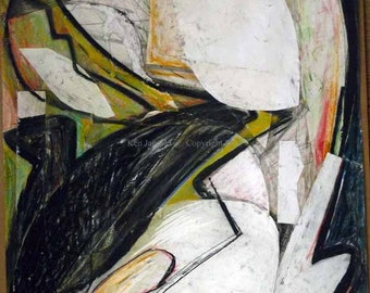 Black Swan Mixed Media Abstract Drawing