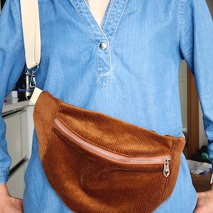 Brown Corduroy Crossbody Bag/Fanny Pack/ Waist Bag/Belly Bag/Bum Bag