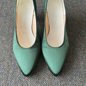 Vintage Satin Court Shoes, Bridal, Dark Green  - Perfect for Autumn Winter Weddings
