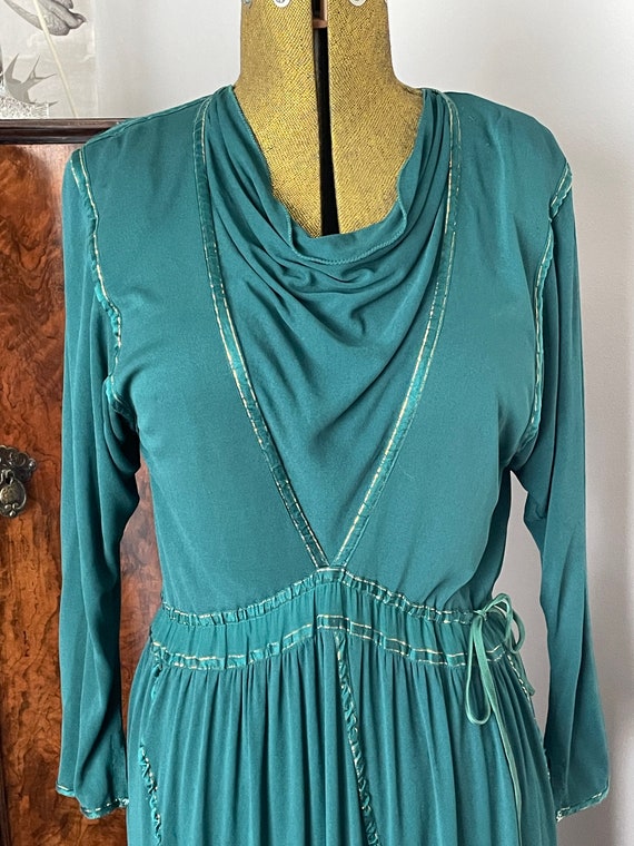 Vintage Janice Wainwright 1970s does 1920s Green … - image 1