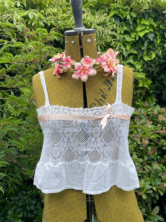 Antique Lace Muslin and Ribbon Camisole or Chemise - Etsy