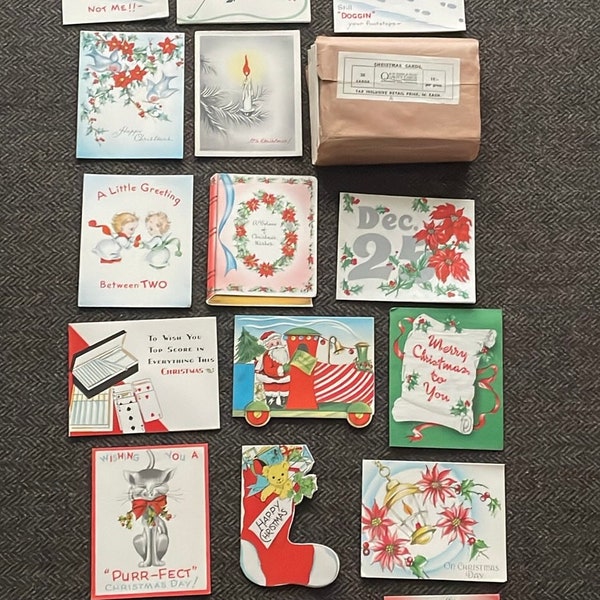 Genuine Vintage 1940s Christmas Cards - Various Designs - Original Envelopes - Unused. A M Davis and CO Quality Cards