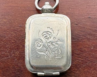 Sello antiguo de metal plateado con monograma y estuche original - Circa 1910