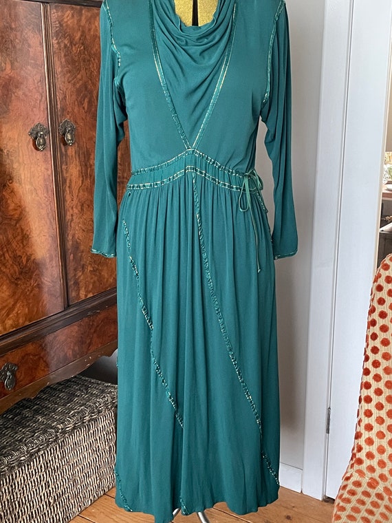 Vintage Janice Wainwright 1970s does 1920s Green … - image 10