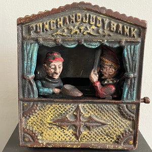 Vintage Replica Punch & Judy Bank Cast Iron - Mechanical