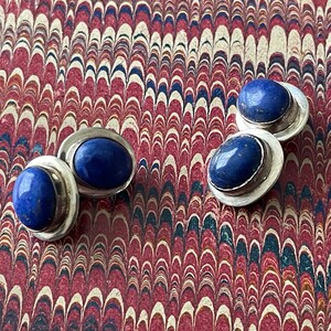 Vintage 925 Silver and Lapis Lazuli Cuff Links