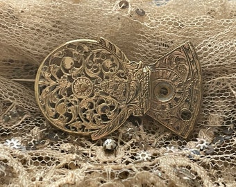 Antique Victorian Pin or Brooch - Pocket Watch Movement - Balance or Gear